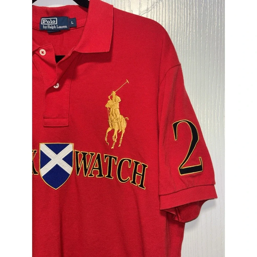 Polo by Ralph Lauren BlackWatch Polo Team Shirt Mens Large Red Big‎ Pony #2